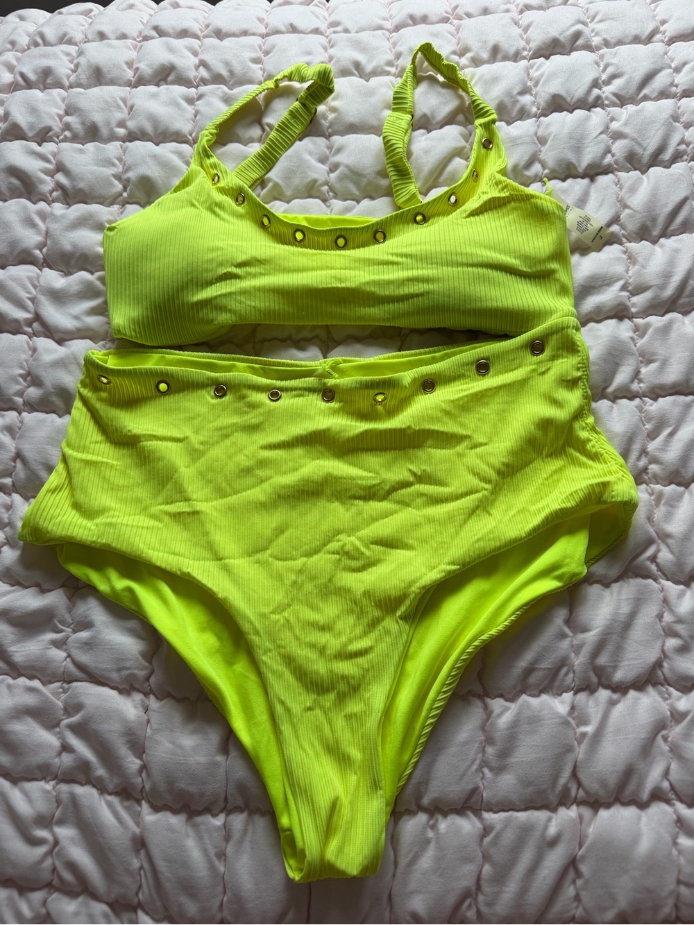 'Neon Yellow High-Waist Two-Piece Set